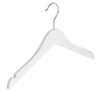 Juego de 10 perchas – Madera de lotus, color blanco lacado, gancho giratorio de 360°, 36 cm
