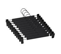 Juego de 10 Perchas para Pantalones, Faldas, con 2 Pinzas, Set de 10 Perchas para Camisas, Bufanda, Cualquier Prenda, Gancho de Metal 360º, Colgadores con Pinzas
