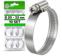 Juego de 10 Piezas Abrazaderas Metalicas Ø 20-32 mm Tiene un Acabado Galvanizado con un Revestimiento de ≥ 5 Micras - ONIX TECH