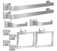 Juego de 10 piezas de accesorios de baño, juego de toalleros de 24 pulgadas, incluye toallero cuadrado, anillo de toalla cuadrado, soporte para papel higiénico, juego de ganchos para toallas, juego de