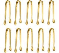 Juego de 10 pinzas mini de acero inoxidable Unyqoos® – 11 cm, pinzas mini doradas para cubos de azúcar, hielo y aperitivos, pinzas para servir en bares y cocinas