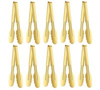Juego de 10 pinzas para buffet, de acero inoxidable con revestimiento dorado, 24 cm, pinzas para servir