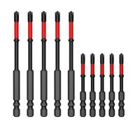 Juego de 10 puntas de destornillador de estrella antideslizantes, magnéticas, negras, de 5 A, de impacto FPH2, de acero S2, de 65 mm y 110 mm, con ranuras, para electricistas