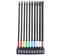 Juego de 10 puntas de destornillador Torx para arco iris con soporte, cabezales de destornillador de estrella de flor de ciruelo para impacto, aleación de acero de largo alcance, vástago hexagonal de