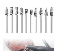 Juego de 10 rebabas giratorias de acero de carburo de tungsteno de doble corte, brocas de carburo compatibles con herramientas giratorias Dremel, accesorios para molienda de madera, metal, pulido,