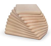 Juego de 10 tablas de desayuno, madera de haya natural, sin tratar, tabla de madera, tabla de cocina, pan, utensilios de cocina, aprox. 24 x 14 x 1,5 cm, tabla de cortar, reversible