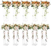 Juego de 10 taburetes cuadrados con diseño floral, 20x20x60 cm. Soportes para plantas con forma de columna floral, mesa auxiliar de acrílico. Diseño moderno. Taburetes para plantas, soportes para plan