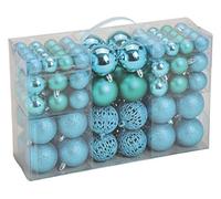 Juego de 100 bolas de Navidad irrompibles - Turquesa - Bolas de Navidad de plástico con suspensión - 100 unidades colgantes de árbol de Navidad para el árbol de Navidad decoración de Navidad