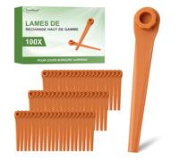 Juego de 100 cuchillas de repuesto PA6 RotorCut compatibles con desbrozadoras Gardena, cuchilla de plástico para desbrozadoras inalámbricas Gardena