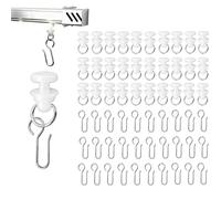 Juego de 100 Deslizadores y Ganchos para Cortinas - 50 Deslizadores de Plástico y 50 Ganchos Metálicos para Rieles Estándar - Ideal para Cortinas, Cortinas de Ducha y Separadores de Ambientes