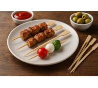 Juego de 100 palillos de madera de 15 cm para aperitivos, aperitivos, aperitivos, bufés y pinchos desechables naturales ecológicos