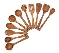 Juego de 11 Utensilios de Cocina de Madera - Cucharas y Espátulas para Cocinar