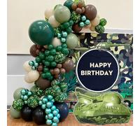 Juego de 116 Piezas de Guirnalda de Globos de Aluminio con Temática Militar de Camuflaje del Ejército, Decoración para Fiestas de Cumpleaños y Eventos al Aire Libre