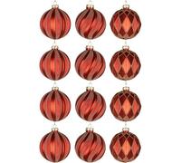 Juego de 12 Bolas de Cristal de 80 mm, esferas Colgantes para árbol de Navidad, Varios diseños, Decoraciones de árbol de Navidad