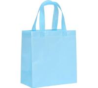 Juego de 12 bolsas de regalo para cumpleaños infantiles, bolsas pequeñas de colores lisos, bolsas de regalo con asa de tela para niños y niñas, decoración de fiesta de Frozen, color azul, 28 x 22 x 11