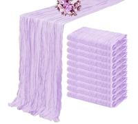Juego de 12 caminos de mesa de gasa semitransparente de 90 x 180 cm, ideal for bodas, fiestas, banquetes navideños y decoración de arcos.(Purpur)