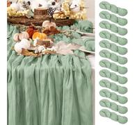 Juego de 12 caminos de mesa de gasa semitransparente, ideales for cenas, bodas, fiestas, banquetes navideños y decoración de arcos.(Sage)