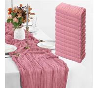 Juego de 12 caminos de mesa de gasa semitransparente, ideales for cenas, bodas, fiestas, banquetes navideños y decoración de arcos.(Rouge)