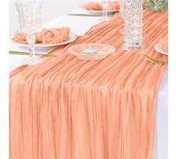 Juego de 12 caminos de mesa de gasa semitransparente, ideales for cenas, bodas, fiestas, banquetes navideños y decoración de arcos.(Orange pink)