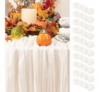 Juego de 12 caminos de mesa de gasa semitransparente, ideales for cenas, bodas, fiestas, banquetes navideños y decoración de arcos.(White)
