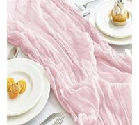 Juego de 12 caminos de mesa de gasa semitransparente, ideales for cenas, bodas, fiestas, banquetes navideños y decoración de arcos.(Pink)