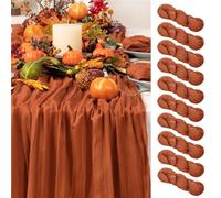 Juego de 12 caminos de mesa de gasa semitransparente, ideales for cenas, bodas, fiestas, banquetes navideños y decoración de arcos.(Terracotta)