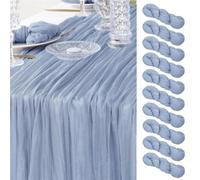Juego de 12 caminos de mesa de gasa semitransparente, ideales for cenas, bodas, fiestas, banquetes navideños y decoración de arcos.(Grey Blue)