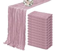 Juego de 12 caminos de mesa de gasa semitransparente, ideales for cenas, bodas, fiestas, banquetes navideños y decoración de arcos.(Mauve)