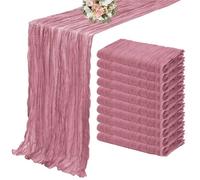 Juego de 12 caminos de mesa de gasa semitransparente, manteles de tela de queso for bodas, fiestas navideñas, banquetes y decoración de arcos.(Rouge)