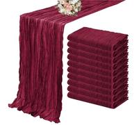 Juego de 12 caminos de mesa de gasa semitransparente, manteles de tela de queso for bodas, fiestas navideñas, banquetes y decoración de arcos.(Burgundy)