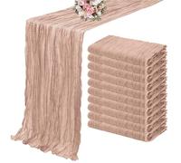 Juego de 12 caminos de mesa de gasa semitransparente, manteles de tela de queso for bodas, fiestas navideñas, banquetes y decoración de arcos.(Beige)