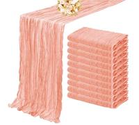 Juego de 12 caminos de mesa de gasa semitransparente, manteles de tela de queso for bodas, fiestas navideñas, banquetes y decoración de arcos.(Orange pink)