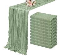 Juego de 12 caminos de mesa de gasa semitransparente, manteles de tela de queso for bodas, fiestas navideñas, banquetes y decoración de arcos.(Sage)