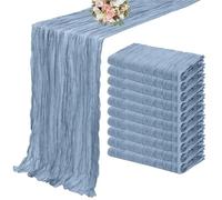 Juego de 12 caminos de mesa de gasa semitransparente, manteles de tela de queso for bodas, fiestas navideñas, banquetes y decoración de arcos.(Grey Blue)