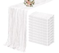 Juego de 12 caminos de mesa de gasa semitransparente, manteles de tela de queso for bodas, fiestas navideñas, banquetes y decoración de arcos.(White)