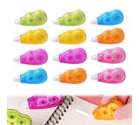Juego de 12 Cintas Correctoras, 4 m x 5 mm con Tapa Protectora, Rodillo Ergonómico para Corrección Uniforme y Rápida, para Oficina, Escuela o Uso en Casa, Fácil de Transportar con Diseño en 6 Colores