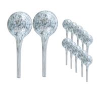 Juego de 12 dispensadores de agua de vidrio para plantas de maceta, forma esférica, redondos, diámetro 6 cm, color blanco, capacidad 100 ml. Diseño moderno, ideales para uso doméstico, para macetas y