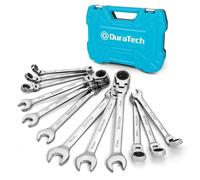 Juego de 12 llaves de vaso con cabeza flexible DURATECH, de 8 a 19 mm, acero Cr-V – Cabeza flexible – Incluye estuche