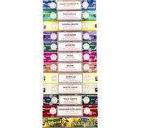 Juego de 12 Nag-Champa-Patchouli-Sandalwood-Lavender-Jasmine-Rose-Musk-Vanilla-White-Sage-Palo-Santo-Dragonblood-Natural-By-Satya