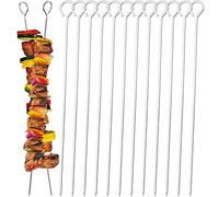 Juego de 12 Pinchos de Acero Inoxidable para barbacoa, Pinchos Morunos de Metal, Palos para Barbacoa, Brochetas de la Parrilla Reutilizables, 40cm