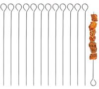 Juego de 12 Pinchos de Acero Inoxidable para barbacoa, Pinchos Morunos de Metal, Palos para Barbacoa, Brochetas de la Parrilla Reutilizables, 30cm