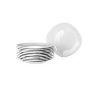 Juego de 12 platos de postre cuadrados de porcelana color blanco de 19 cm