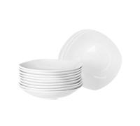 Juego de 12 platos hondos cuadrados en porcelana color blanco de 21.5 cm