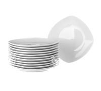 Juego de 12 platos llanos cuadrados de porcelana blanca de 25 cm