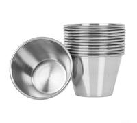 Juego de 12 recipientes de acero inoxidable para salsas de 2.5 onzas, a prueba de fugas, para ensaladas, aderezos, mantequilla, gelatina, para el hogar, cocina, fiesta, aperitivos, cuencos de 6 x 3,6