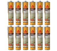 Juego de 12 selladores autonivelantes SIKA Sikaflex PRO 3 - Gris hormigón - 300ml