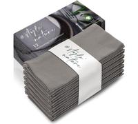 Juego de 12 servilletas de tela de Einhell, 100% algodón, color gris, 45x45 cm, lavables