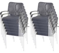 Juego de 12 sillas para visitas, silla de conferencia apilable, tapizada en tela/textil Asiento gris, respaldo gris
