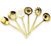 Juego de 12 utensilios de cocina: cucharas, espátulas, cucharas para sopa, utensilios de cocina, juego de cocina de acero inoxidable, color dorado