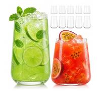 Juego de 12 vasos Relaxdays, 450/550 ml, para agua, zumos y refrescos, aptos para lavavajillas, transparentes